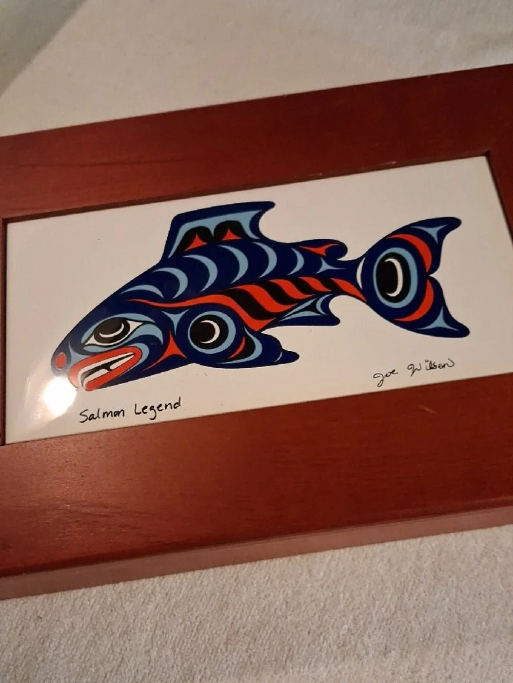 Wooden Box  Tile Box Art  Joe Wilson Indigenous Artist Salmon Legend Trible Art